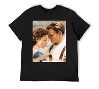 Jack and Rose Titanic - T-shirt moderna a maniche corte in cotone, vestibilità oversize, alla moda, Nero , L