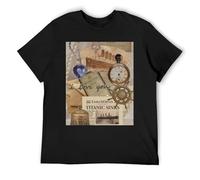 Jack and Rose Titanic Trendy Urban T-Shirt Fashion Forward Cotone Manica Corta Top per Street Style, Nero , XXL