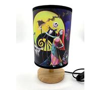 Jack and Sally - Lampada da tavolo da comodino con base in legno, decorazione per la stanza o ottima idea regalo