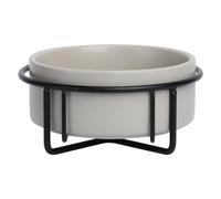 JACK AND VANILLA, Ciotola in Ceramica Design Elegante con Supporto in Metallo Antiscivolo per Animali, capacità 400 ml, Grigio, per Tutte Le Razze, Modello Bon Appetit