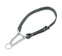 JACK AND VANILLA, Collana Martingale in Pelle Grigia, Regolabile da 35 a 50 cm, Design Robusto ed Elegante, Controllo ottimale per Cani, Facile da Mantenere, 16 mm, Grigio, Modello Pelle