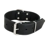 JACK AND VANILLA - Collare Grande per Cani in Pelle grassa - per Cani di Medie e Grandi Dimensioni - Solido, Durevole, Morbido al Tatto - Look Moderno - Colore Nero, Dimensione 30 mm x 45 cm