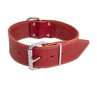 JACK AND VANILLA - Collare Grande per Cani in Pelle grassa - per Cani di Medie e Grandi Dimensioni - Solido, Durevole, Morbido al Tatto - Look Moderno - Colore Rosso, Dimensioni 30 mm x 45 cm
