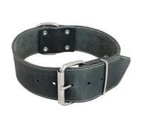 JACK AND VANILLA - Collare Grande per Cani in Pelle grassa - per Cani di Medie e Grandi Dimensioni - Solido, Durevole, Morbido al Tatto - Look Moderno - Colore Grigio, Dimensioni 30 mm x 45 cm