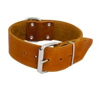 JACK AND VANILLA - Collare Grande per Cani in Pelle grassa - per Cani di Medie e Grandi Dimensioni - Solido, Durevole, Morbido al Tatto - Look Moderno - Colore Cognac, Misura 50 mm x 65 cm