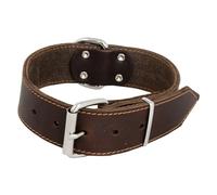 JACK AND VANILLA - Collare Grande per Cani in Pelle grassa - per Cani di Medie e Grandi Dimensioni - Solido, Durevole, Morbido al Tatto - Look Moderno - Colore Marrone, Misura 30 mm x 40 cm