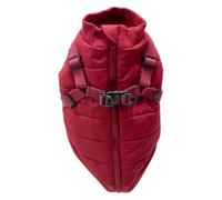 JACK AND VANILLA, Giacca Impermeabile per Cani, Design Moderno e Chic, vestibilità Perfetta, Maggiore visibilità, Facile da Mantenere, Taglia M, Colore Rosso, Modello 5Th Avenue Dogwalk