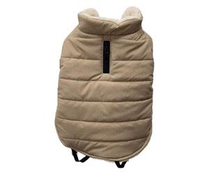 JACK AND VANILLA, Giacca in Pile per Cani, Comfort ottimale, Design Elegante, Facile da Mantenere, vestibilità Perfetta, Sicurezza Rinforzata, Taglia S, Colore Beige, Modello 5Th Avenue Dogwalk