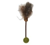 JACK AND VANILLA, Giocattolo interattivo per gatti con bastone, palla d'erba di gatto e piuma colorata stimola l'istinto di caccia 15,5 cm, verde/marrone, modello Herbals
