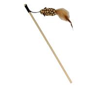 JACK AND VANILLA, Giocattolo interattivo per gatti con mouse Matatabi e piume, stimola l'istinto di caccia 40 cm, marrone ideale per il gioco attivo e il benessere felino, modello Herbals