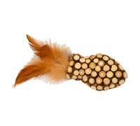 JACK AND VANILLA, Giocattolo interattivo per gatto a forma di pesce con piuma, stimolante l'istinto di caccia in matatabi naturale, 9 cm, colore marrone, modello erbals