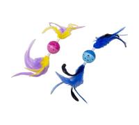 JACK AND VANILLA, Palla con Piuma per Gatti Stimola l'Istinto di Cacciatore, Materiali Durabili, Facile da Pulire, Taglia 36 cm, Colore Vivo, Modello Cat Toys