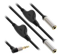 Jack audio sottile a Y da 3,5 mm ST a 2x BU - con controllo volume - 0,25 m NEW