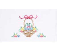 Jack Dempsey Needle Art Cesto Di Margherite Bordo IN Pizzo Federe