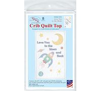 Jack Dempsey Stamped White Lap Quilt Top 40"X60"-Love You To The Moon