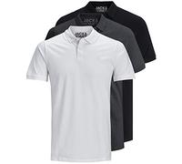 JACK & JONES 12171776 - Confezione da 3 polo da uomo slim fit, a maniche corte, colore nero, bianco, blu, grigio, taglie: XS, S, M, L, XL, XXL, XL