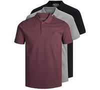 JACK & JONES 12171776 - Confezione da 3 polo da uomo slim fit, a maniche corte, colore nero, bianco, blu, grigio, taglie: XS, S, M, L, XL, XXL, M