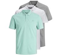 JACK & JONES 12171776 - Confezione da 3 polo da uomo slim fit, a maniche corte, colore nero, bianco, blu, grigio, taglie: XS, S, M, L, XL, XXL, XXL