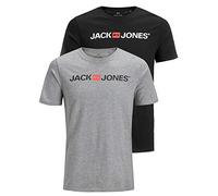 JACK & JONES 12183668 - Maglietta da Uomo con Logo JJECORP, 2 Pezzi Confezione da 2 Pezzi Multicolore (Light Grey Mel./Black). XXXL