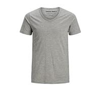 JACK & JONES - Basic V-Neck, T-shirt da uomo, manica corta, collo a v, Grigio (Grau (LIGHT GREY MELANGE)), XX-Large