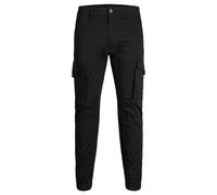 Jack & Jones Intelligence - Pantaloni cargo neri con fondo elasticizzato-Nero W28 L30