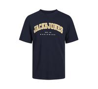 JACK & JONES Caleb Varsity T-Shirt SS O-Collo Moderno, Blazer Navy, XL