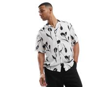 Jack & Jones - Camicia a maniche corte bianca con stampa a fiori e colletto con rever-Bianco S