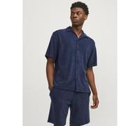 Jack & Jones Premium - Camicia oversize in spugna blu navy in coordinato-Nero L