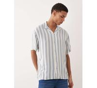 Jack & Jones - Camicia a maniche corte blu testurizzata a righe XL