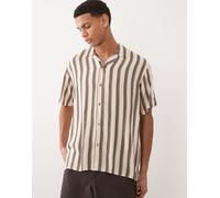 Jack & Jones - Camicia a maniche corte color crema a righe-Bianco L