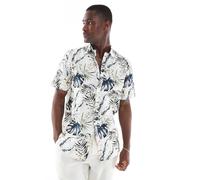Jack & Jones - Camicia a maniche corte color crema con stampa hawaiana-Bianco M