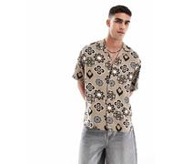Jack & Jones - Camicia a maniche corte con colletto con rever beige-Neutro XL