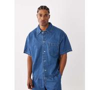 Jack & Jones - Camicia a maniche corte in denim blu medio in coordinato M