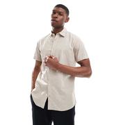 Jack & Jones - Camicia a maniche corte in misto lino beige-Neutro M