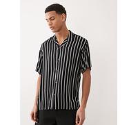 Jack & Jones - Camicia a maniche corte nera a righe-Nero XS