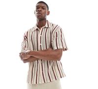 Jack & Jones - Camicia a righe beige all'uncinetto-Bianco L