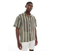 Jack & Jones - Camicia a righe kaki all'uncinetto-Verde S