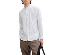 Jack&Jones camicia alla coreana misto lino bianco