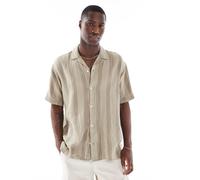 Jack & Jones - Camicia color cuoio testurizzata a righe con colletto a rever-Multicolore M