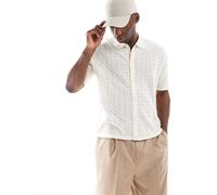 Jack & Jones - Camicia con bottoni color crema in maglia all'uncinetto-Bianco S