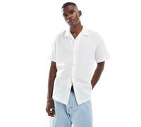 Jack & Jones - Camicia con rever in misto lino bianca-Bianco S