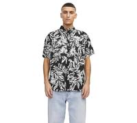 JACK & JONES Camicia da Uomo Comfort Fit, Nero, S