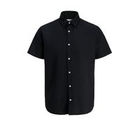 JACK & JONES Camicia da Uomo Jjebreeze Misto Lino S/S SN Pls, Nera, 5XL, Nero, 5XL