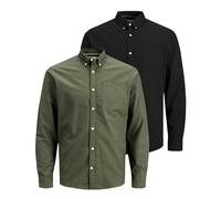 JACK & JONES Camicia da uomo Slim Fit per il tempo libero 100% cotone a maniche lunghe a quadri Navy M, L