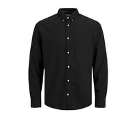 JACK & JONES Camicia da uomo Slim Fit per il tempo libero 100% cotone a maniche lunghe a quadri Navy M, Nero (Black Black), S