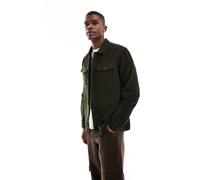 Jack & Jones - Camicia giacca oversize kaki in velluto a coste-Verde XS