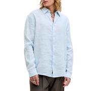 Jack&Jones camicia in lino uomo manica lunga celeste