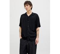 JACK & JONES Jjejeff Solid Resort Maglietta S/S SN Camicia a Maniche Corte, Nero, L Uomo