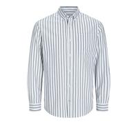 JACK & JONES Camicia 'JJEOxford' blu scuro / bianco Uomo JACK & JONES XL blu scuro / bianco