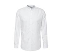 JACK & JONES Camicia slim tinta unita con collo coreano. Bianco